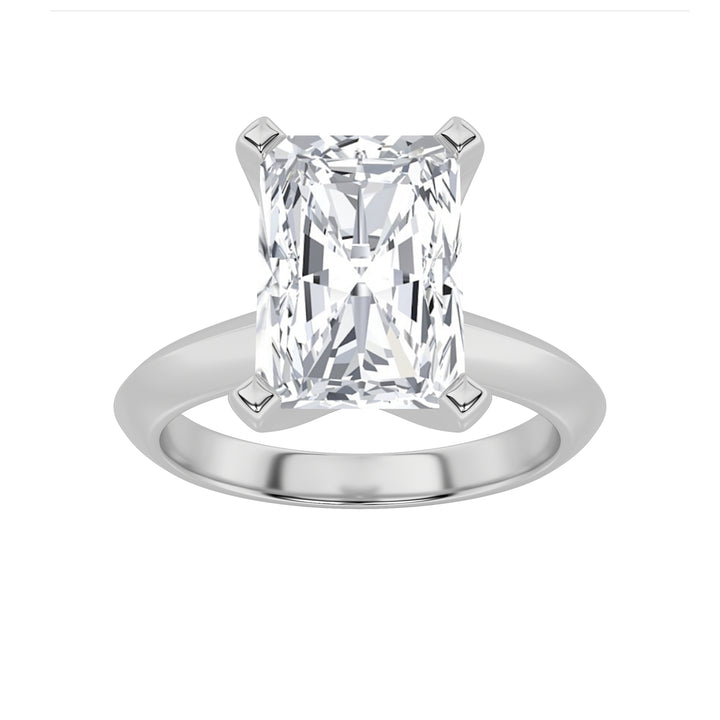 2CTW Radiant Shaped Lab Grown Diamond (G/VS) Knife Edge Shank Solitaire Engagement Ring in 14K Gold