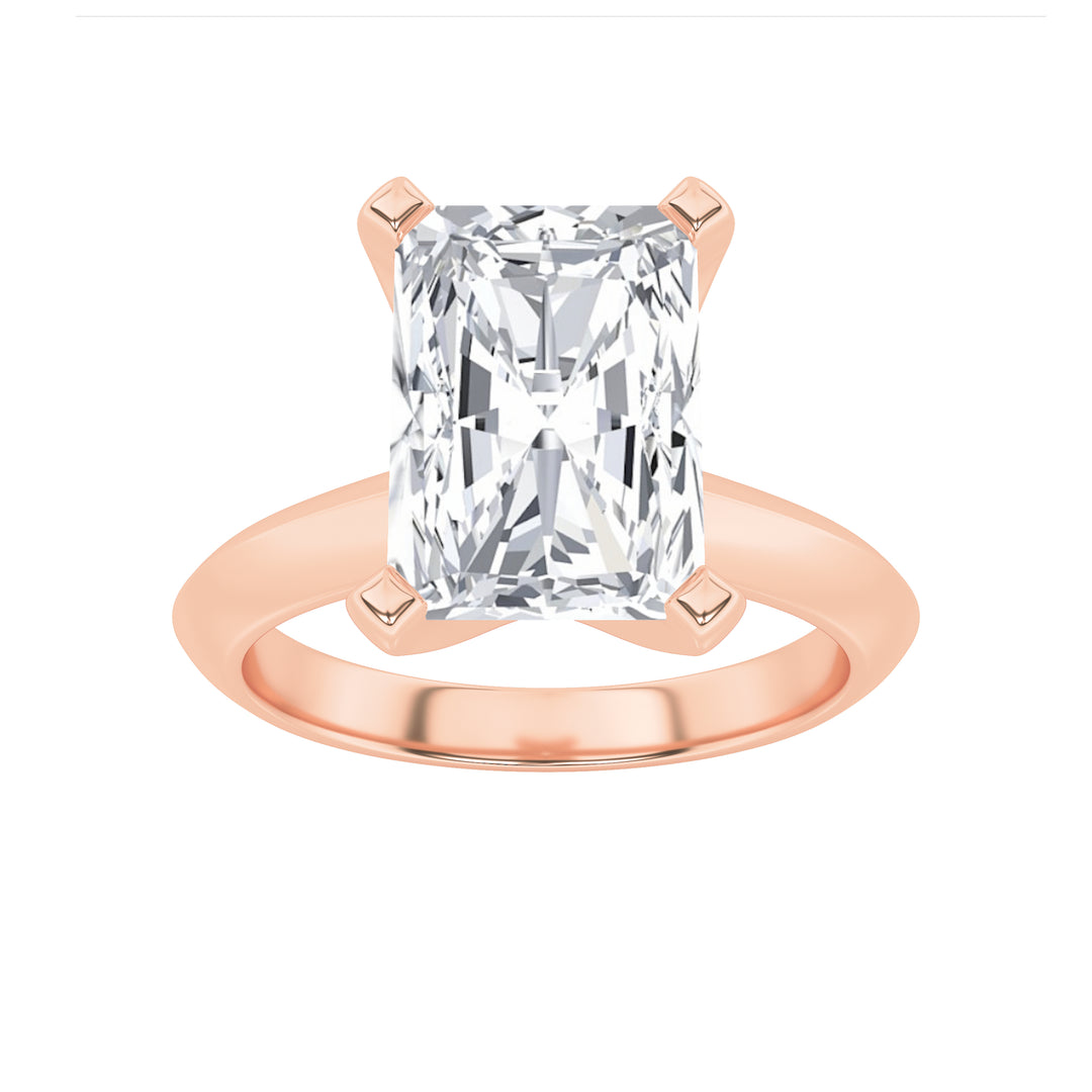 2Cttw Radiant Shaped Lab Grown Diamond (F/VS) Knife Edge Shank Solitaire Engagement Ring in 14K Gold