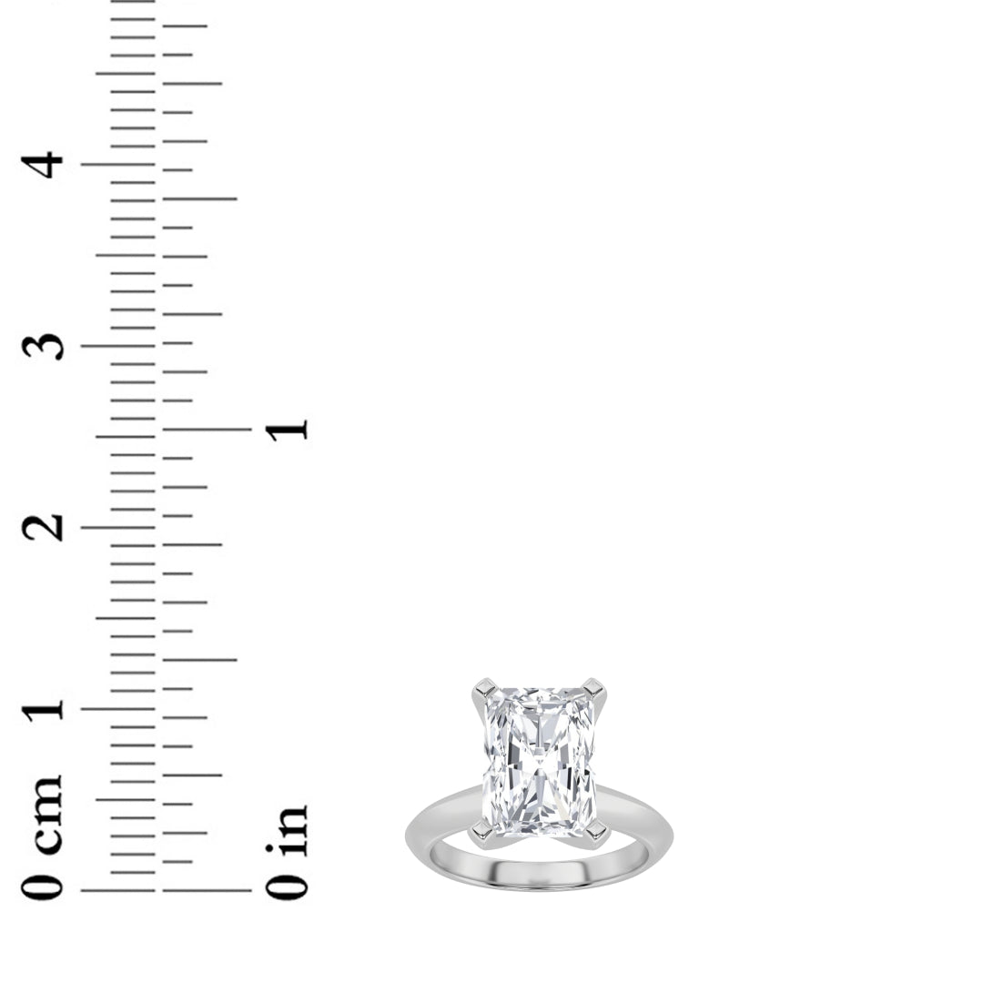 3Cttw Radiant Shaped Lab Grown Diamond (F/VS) Knife Edge Shank Solitaire Engagement Ring in 14K Gold