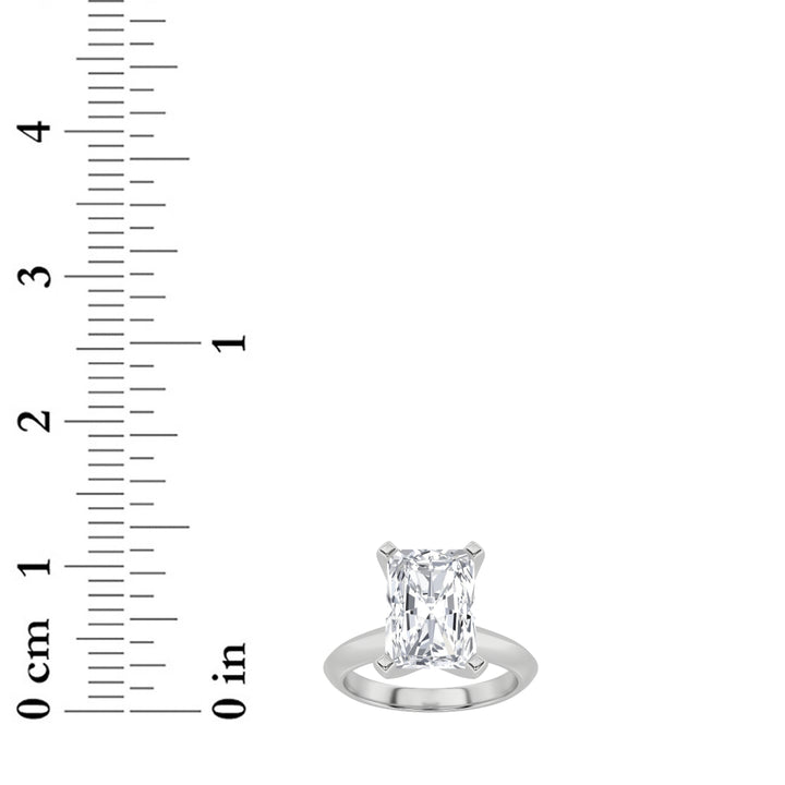 3Cttw Radiant Shaped Lab Grown Diamond (F/VS) Knife Edge Shank Solitaire Engagement Ring in 14K Gold