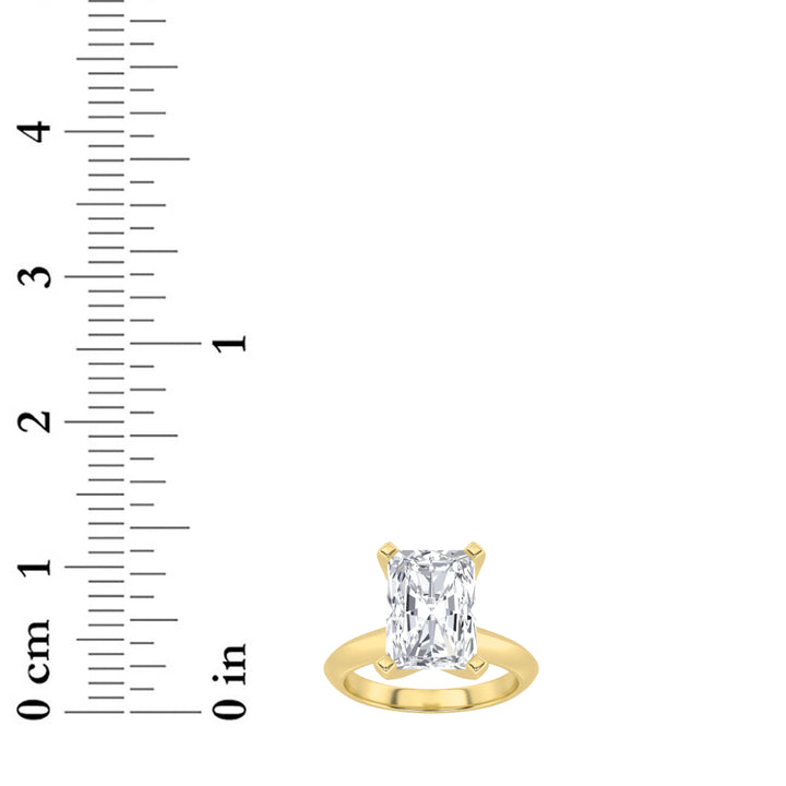 3Cttw Radiant Shaped Lab Grown Diamond (F/VS) Knife Edge Shank Solitaire Engagement Ring in 14K Gold