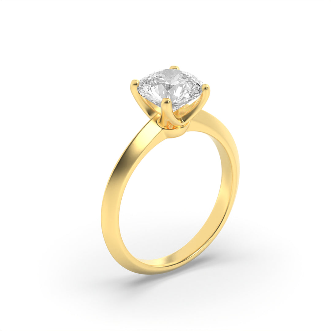 1.5CTW Round Shaped Lab Grown Diamond (F/VS) Knife Edge Shank Solitaire Engagement Ring in 14K Gold