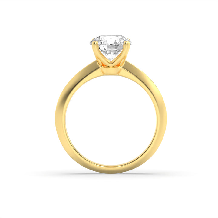 2CTW Round Shaped Lab Grown Diamond (F/VS) Knife Edge Shank Solitaire Engagement Ring in 14K Gold