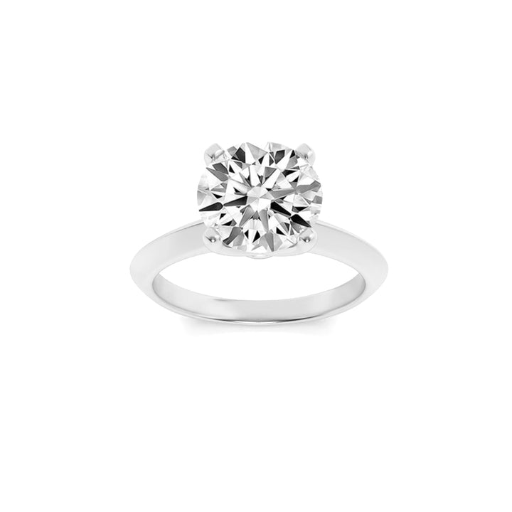 3Cttw Round Shaped Lab Grown Diamond (F/VS) KnifeEdge Shank Solitaire Engagement Ring in 14K Gold
