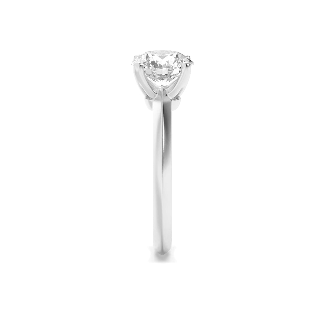 3Cttw Round Shaped Lab Grown Diamond (F/VS) KnifeEdge Shank Solitaire Engagement Ring in 14K Gold
