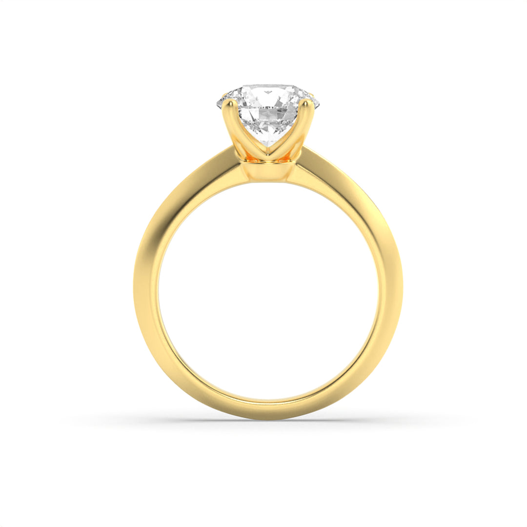 3Cttw Round Shaped Lab Grown Diamond (F/VS) KnifeEdge Shank Solitaire Engagement Ring in 14K Gold