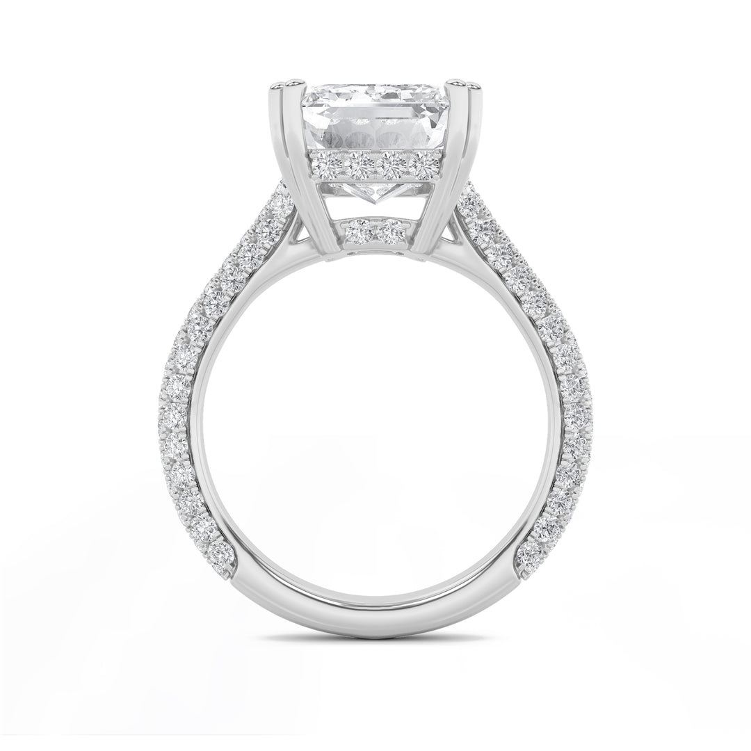 8Cttw Emerald Shaped Lab Grown Diamond (F/VS) Bold Accented Engagement Ring in 14K Gold