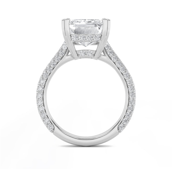 8Cttw Emerald Shaped Lab Grown Diamond (F/VS) Bold Accented Engagement Ring in 14K Gold
