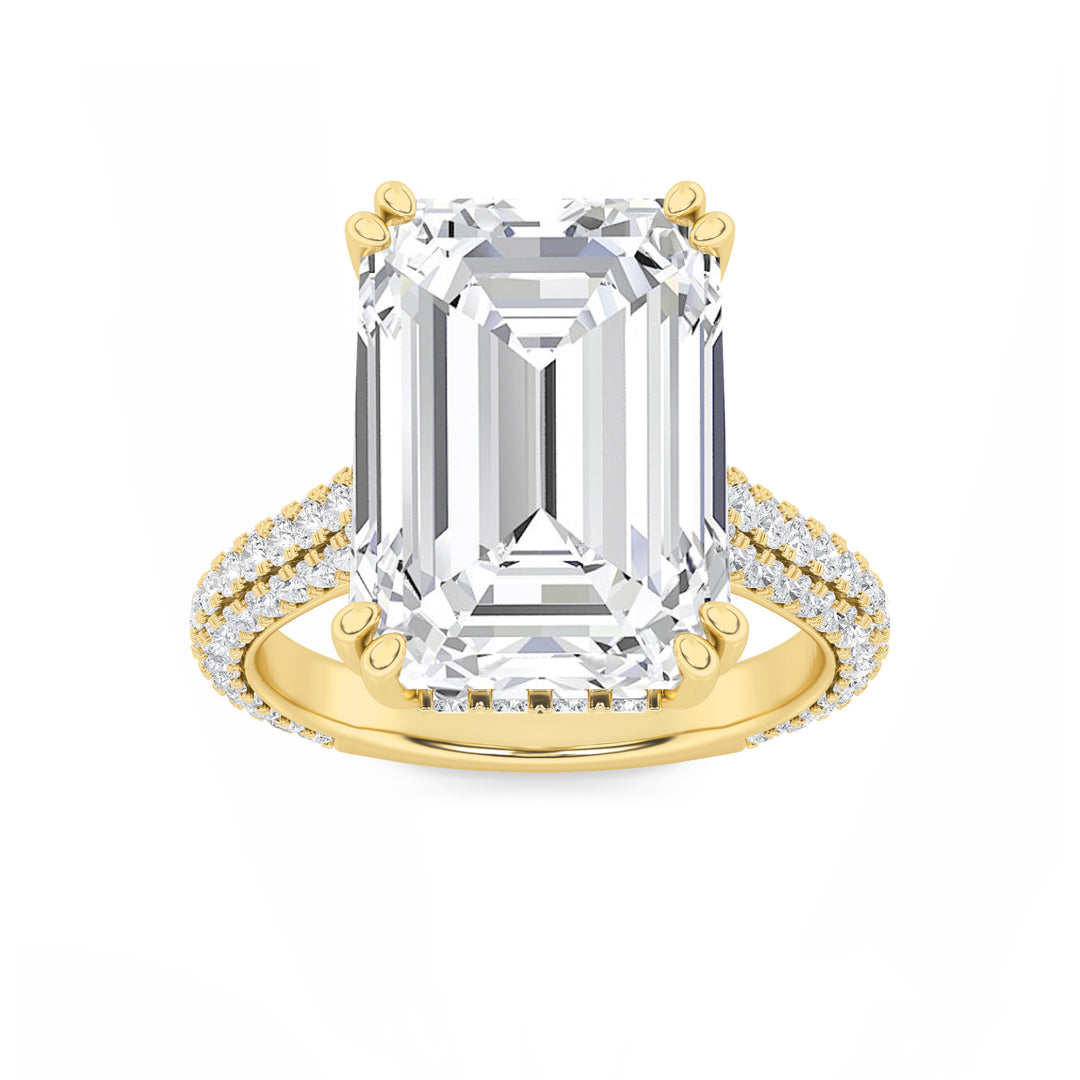8Cttw Emerald Shaped Lab Grown Diamond (F/VS) Bold Accented Engagement Ring in 14K Gold