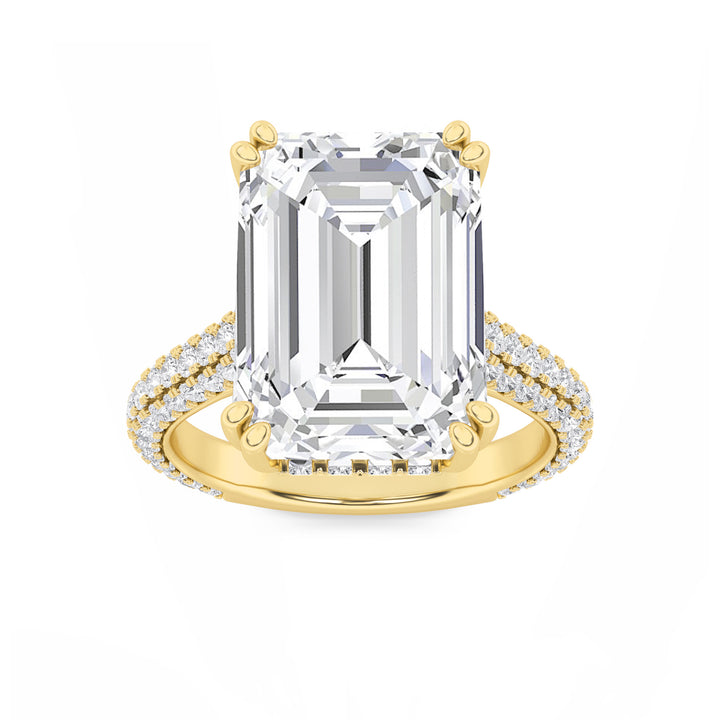 8Cttw Emerald Shaped Lab Grown Diamond (F/VS) Bold Accented Engagement Ring in 14K Gold