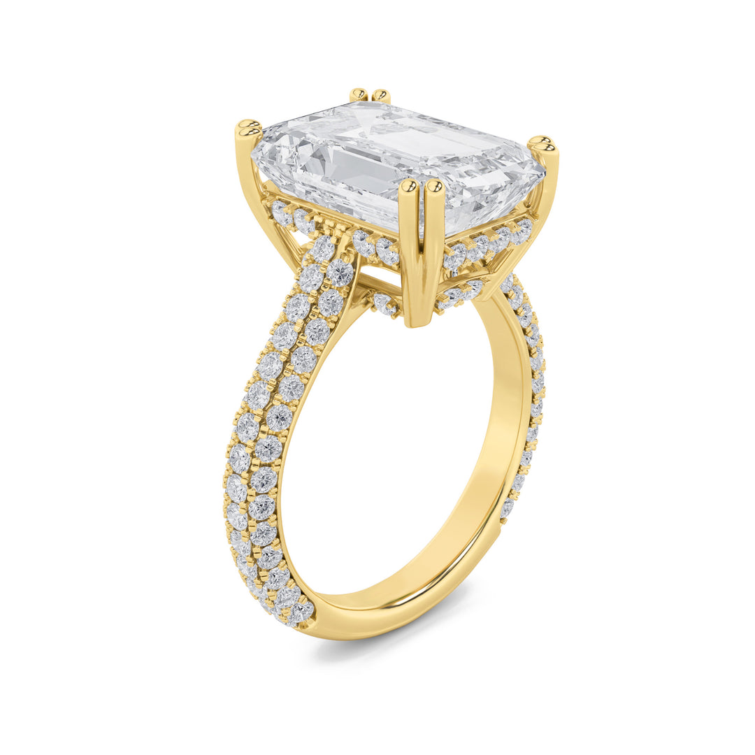 8Cttw Emerald Shaped Lab Grown Diamond (F/VS) Bold Accented Engagement Ring in 14K Gold