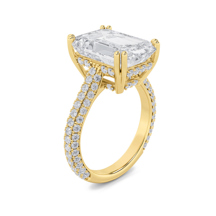 8Cttw Emerald Shaped Lab Grown Diamond (F/VS) Bold Accented Engagement Ring in 14K Gold