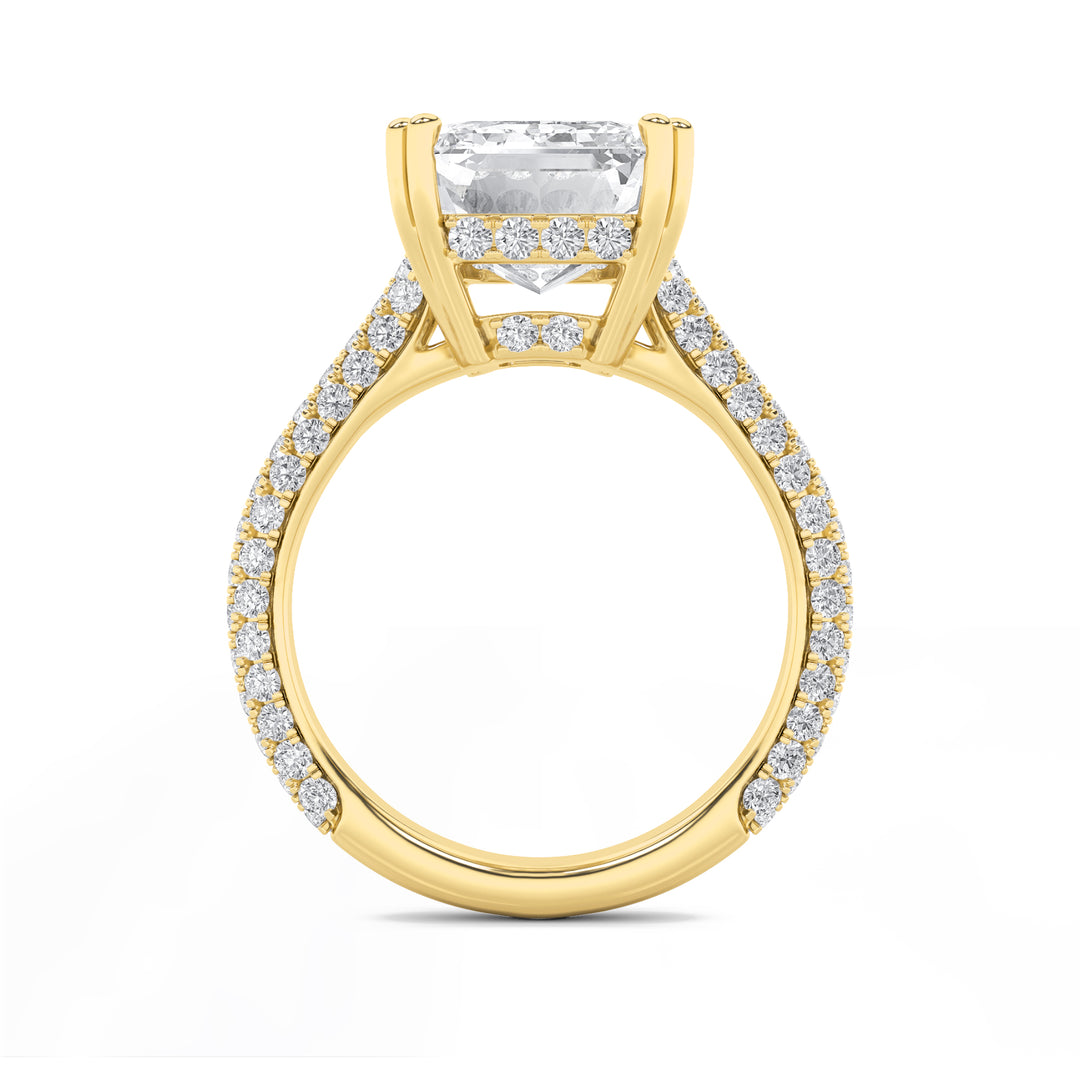 8Cttw Emerald Shaped Lab Grown Diamond (F/VS) Bold Accented Engagement Ring in 14K Gold