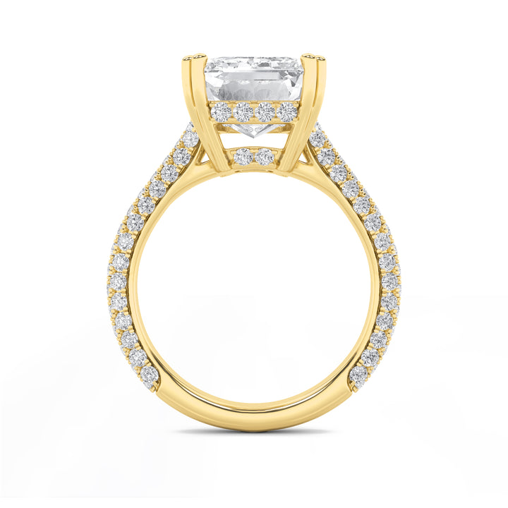 8Cttw Emerald Shaped Lab Grown Diamond (F/VS) Bold Accented Engagement Ring in 14K Gold