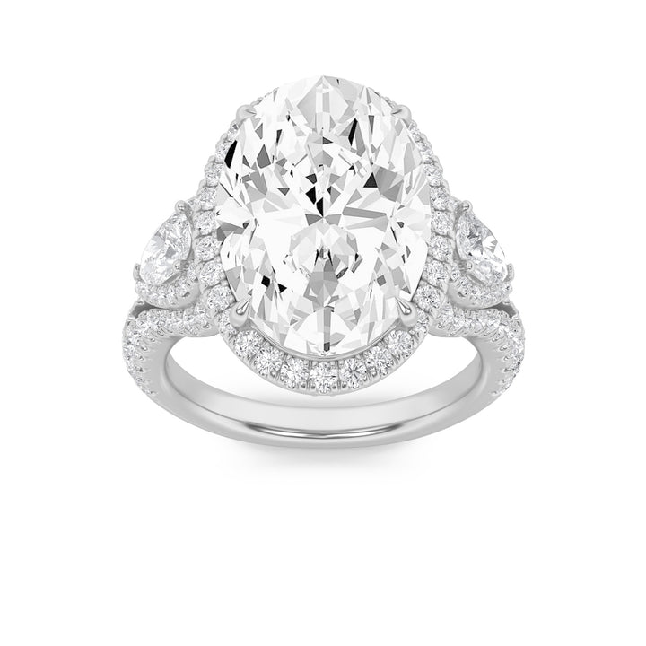 7.25Cttw Oval Shaped Lab Grown Diamond (F/VS) Bold Accented Engagement Ring in 14K Gold