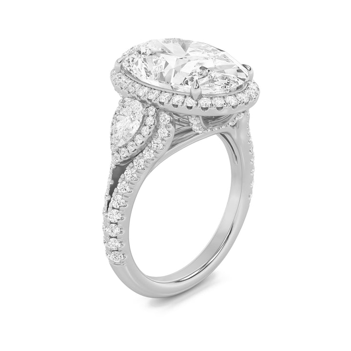 7.25Cttw Oval Shaped Lab Grown Diamond (F/VS) Bold Accented Engagement Ring in 14K Gold