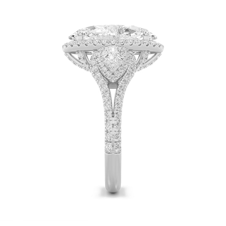 7.25Cttw Oval Shaped Lab Grown Diamond (F/VS) Bold Accented Engagement Ring in 14K Gold