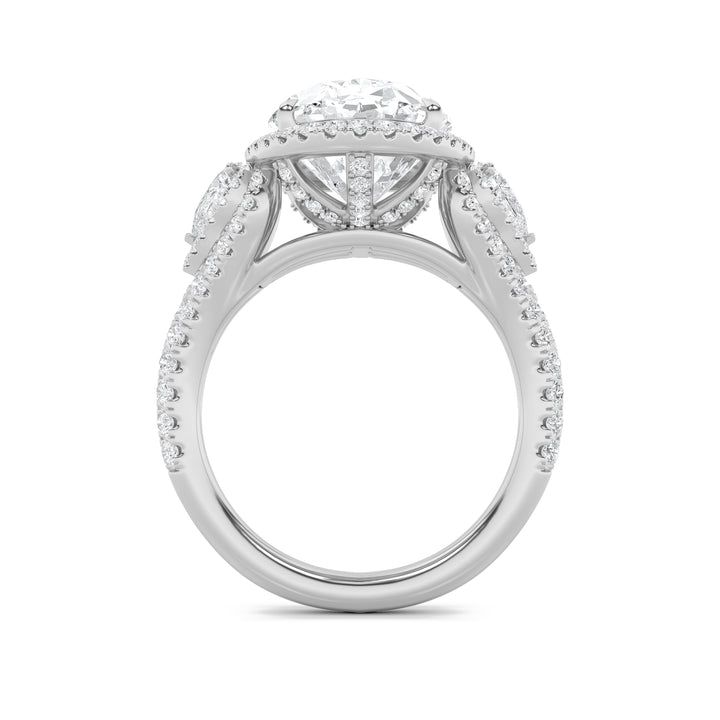 7.25Cttw Oval Shaped Lab Grown Diamond (G/VS) Bold Accented Engagement Ring in 14K Gold