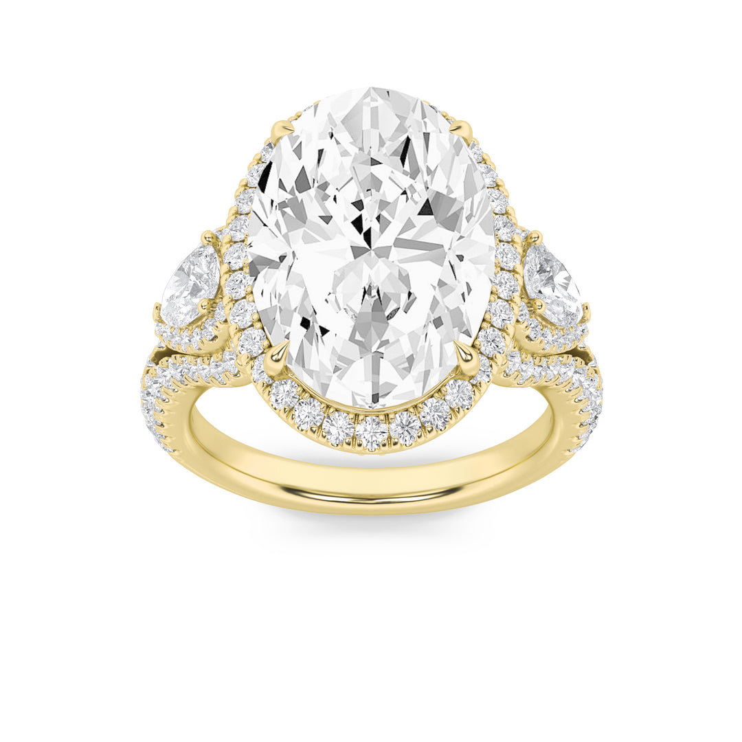 7.25Cttw Oval Shaped Lab Grown Diamond (F/VS) Bold Accented Engagement Ring in 14K Gold