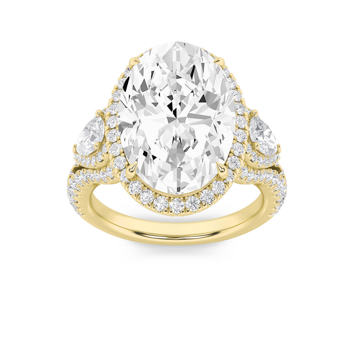 7.25Cttw Oval Shaped Lab Grown Diamond (F/VS) Bold Accented Engagement Ring in 14K Gold
