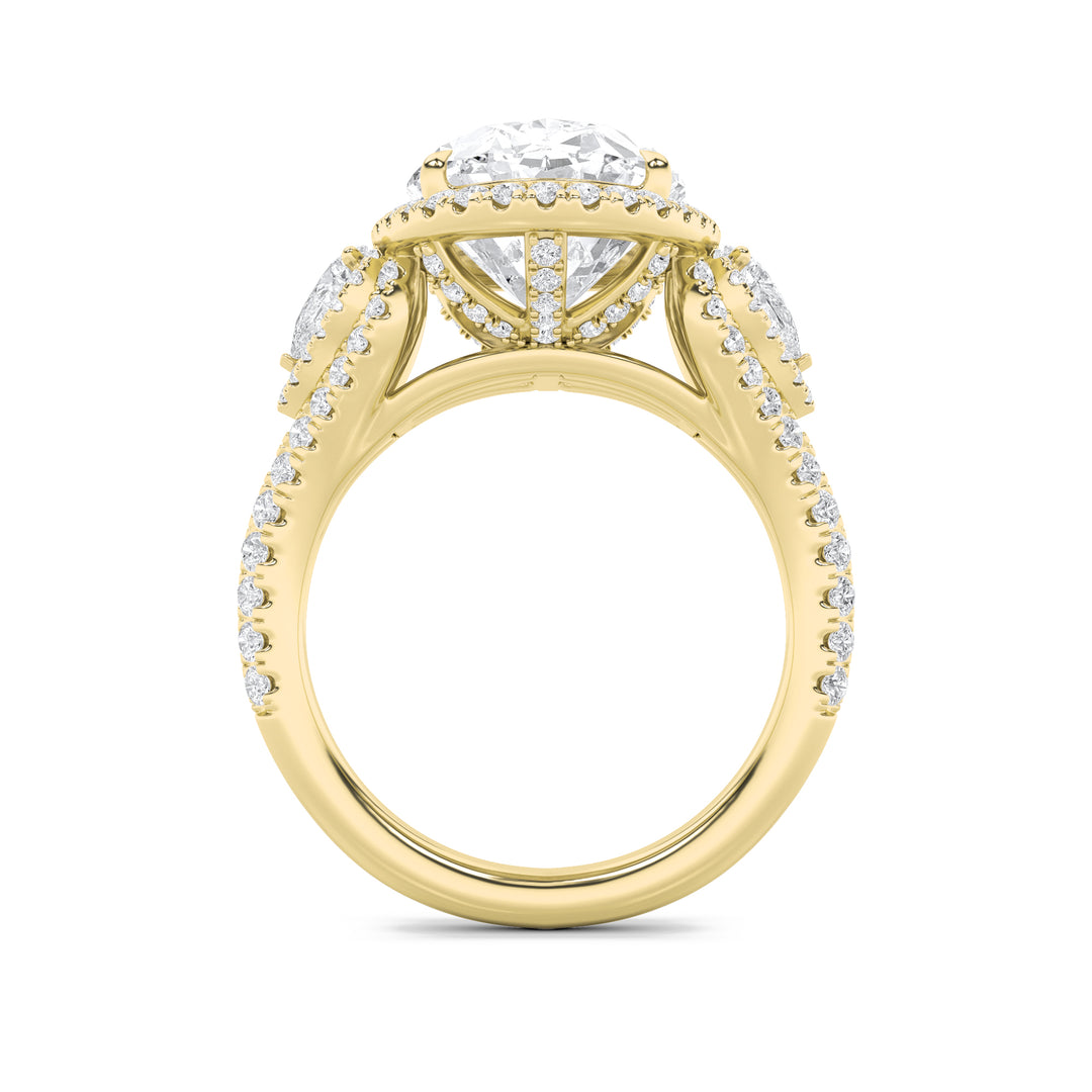 7.25Cttw Oval Shaped Lab Grown Diamond (F/VS) Bold Accented Engagement Ring in 14K Gold
