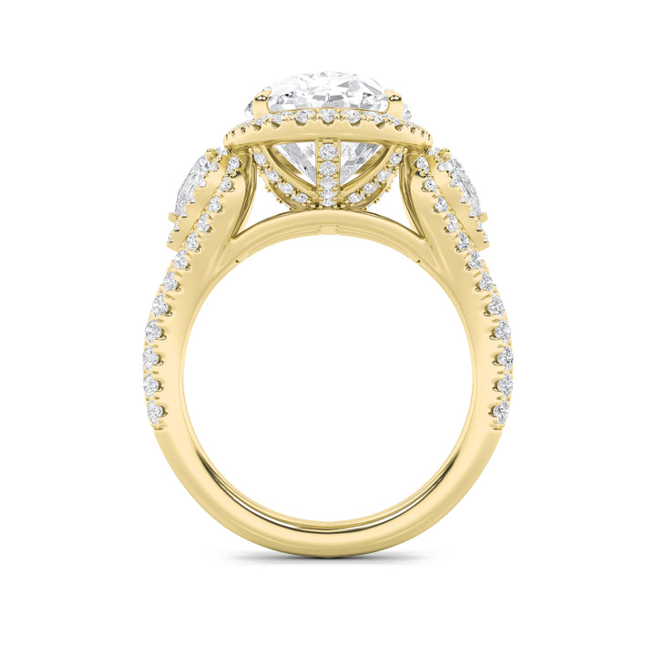 7.25Cttw Oval Shaped Lab Grown Diamond (F/VS) Bold Accented Engagement Ring in 14K Gold