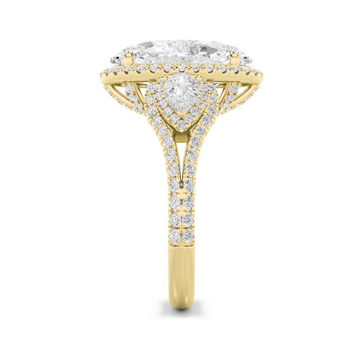 7.25Cttw Oval Shaped Lab Grown Diamond (F/VS) Bold Accented Engagement Ring in 14K Gold