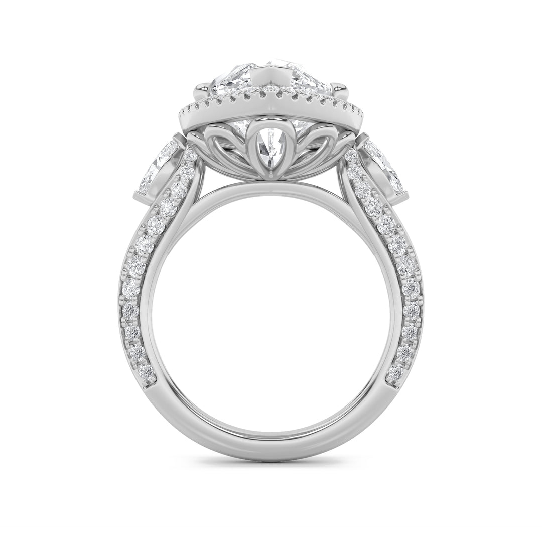 9Cttw Marquise Shaped Lab Grown Diamond (F/VS) Bold Statement Accented  Ring in 14K Gold