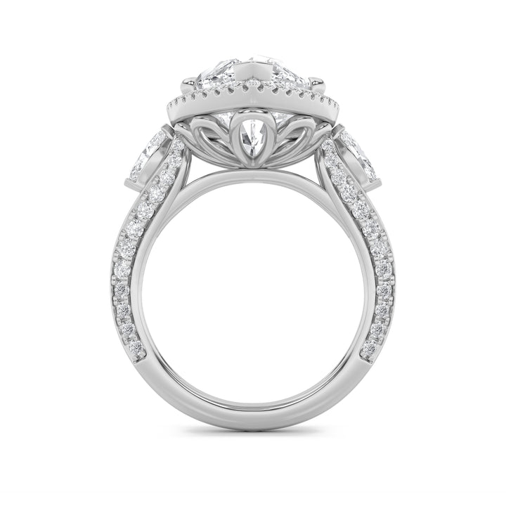 9Cttw Marquise Shaped Lab Grown Diamond (F/VS) Bold Statement Accented  Ring in 14K Gold