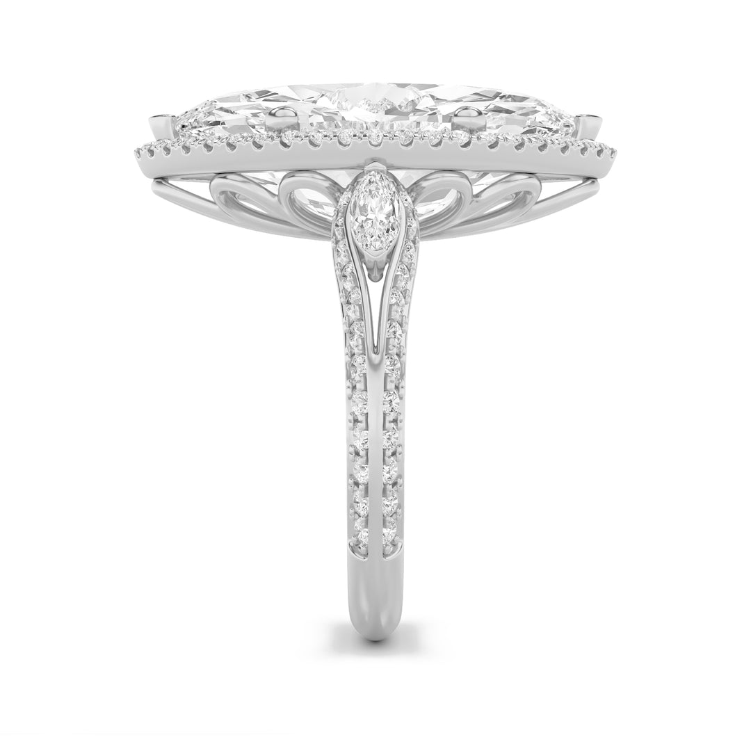 9Cttw Marquise Shaped Lab Grown Diamond (F/VS) Bold Statement Accented  Ring in 14K Gold