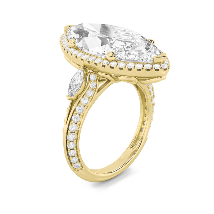 9Cttw Marquise Shaped Lab Grown Diamond (G/VS) Bold Statement Accented  Ring in 14K Gold