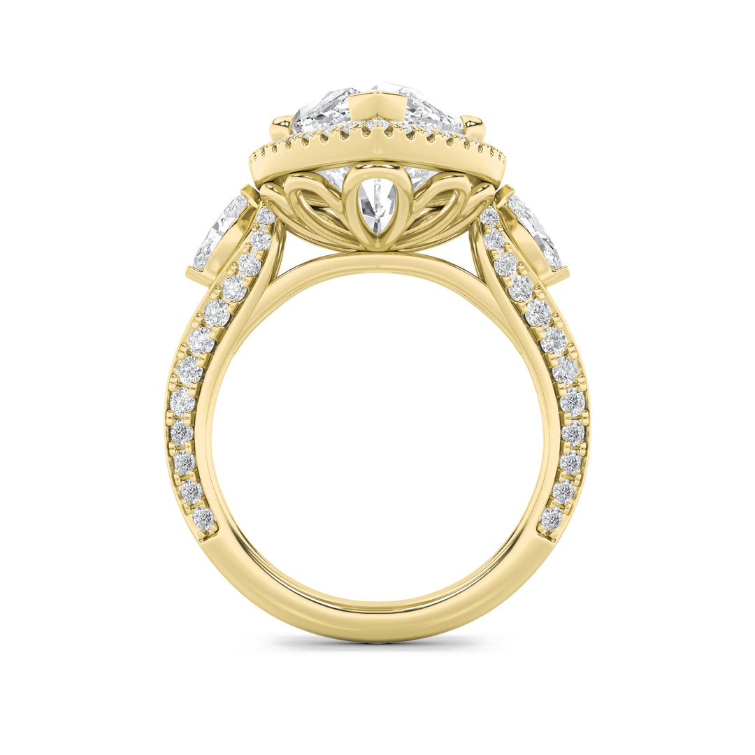 9Cttw Marquise Shaped Lab Grown Diamond (G/VS) Bold Statement Accented  Ring in 14K Gold