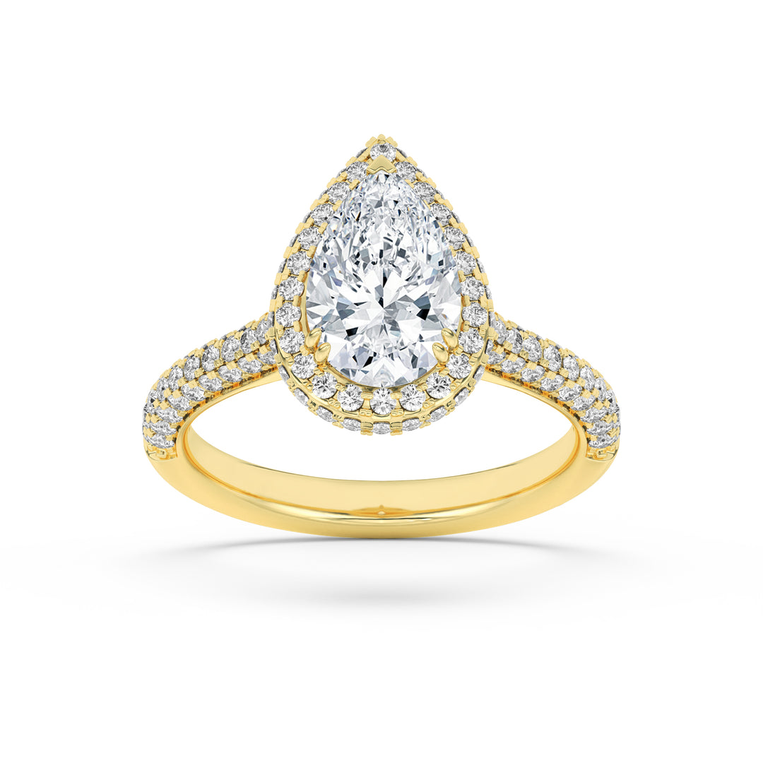 14KY 3ct Lab Diamond Halo Engagement Ring