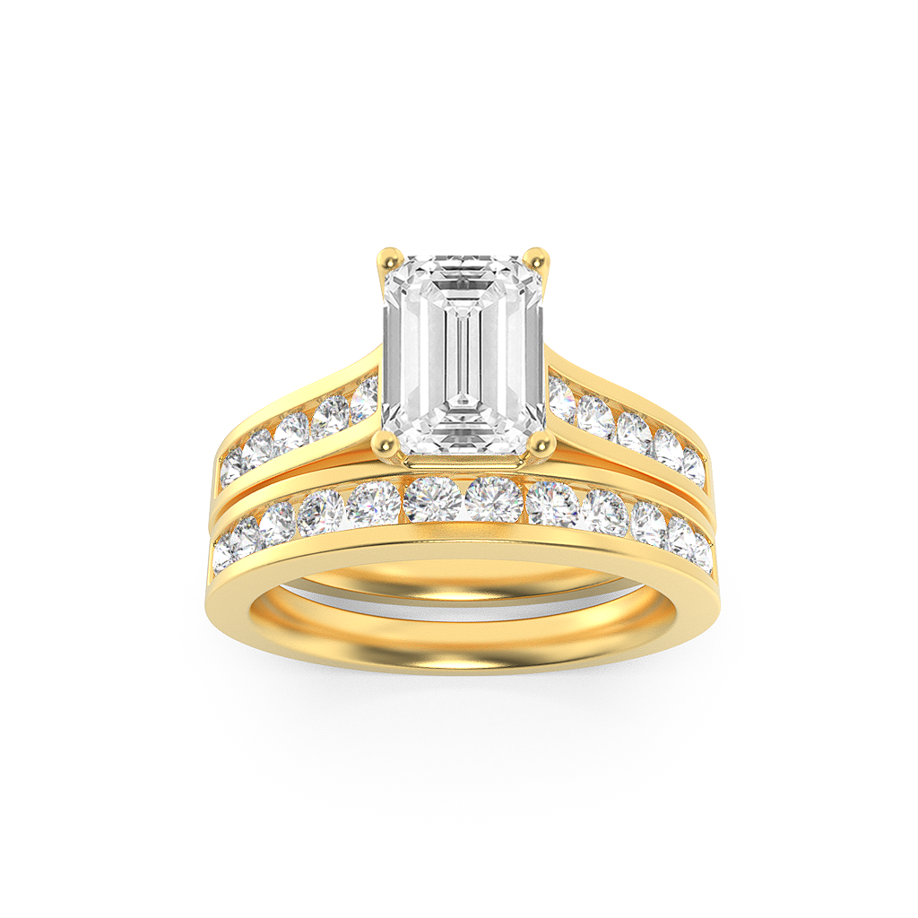 14KY 2ct Lab Diamond Emerald Channel Engagement Ring