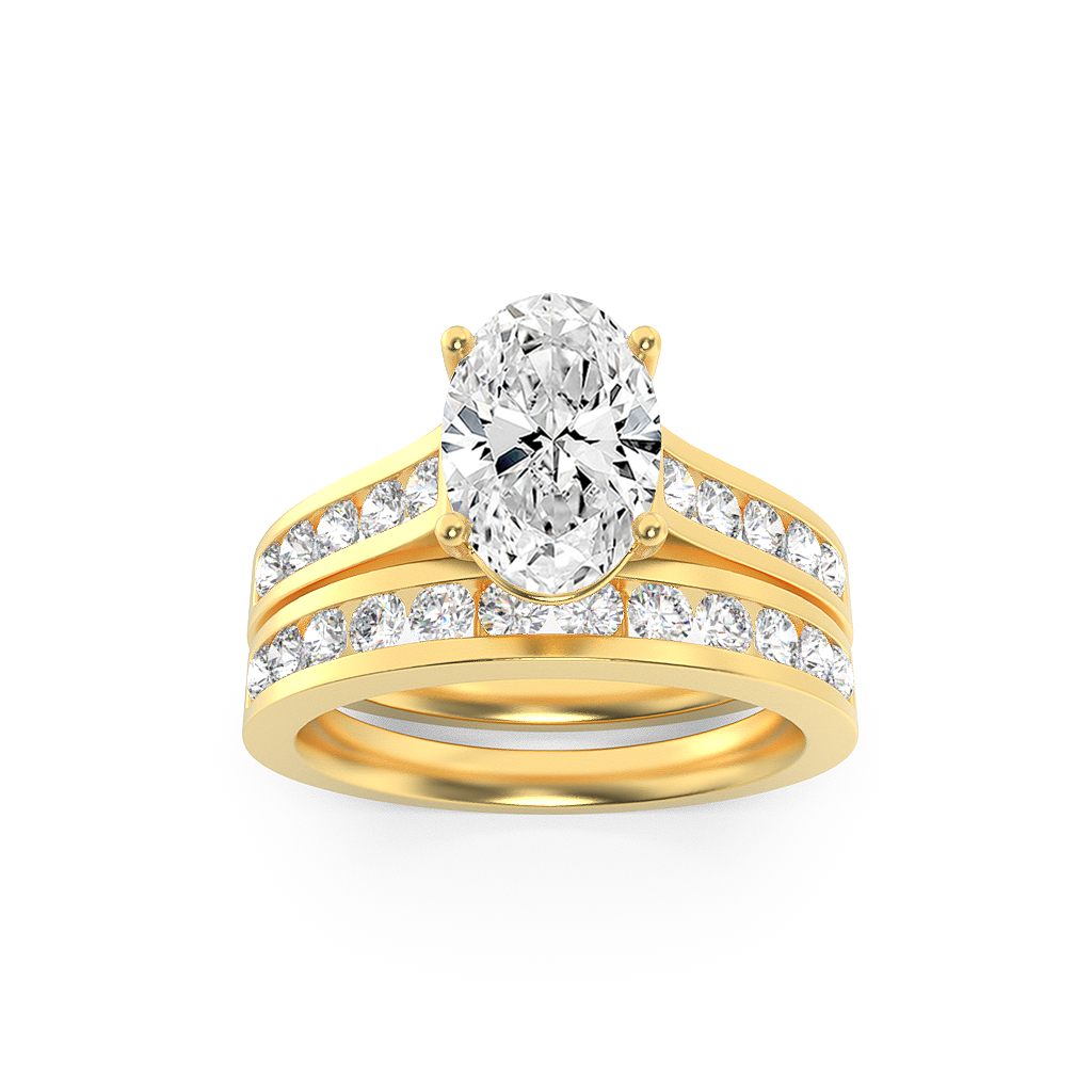 14KY 2ct Lab Oval Diamond Channel Engagement Ring