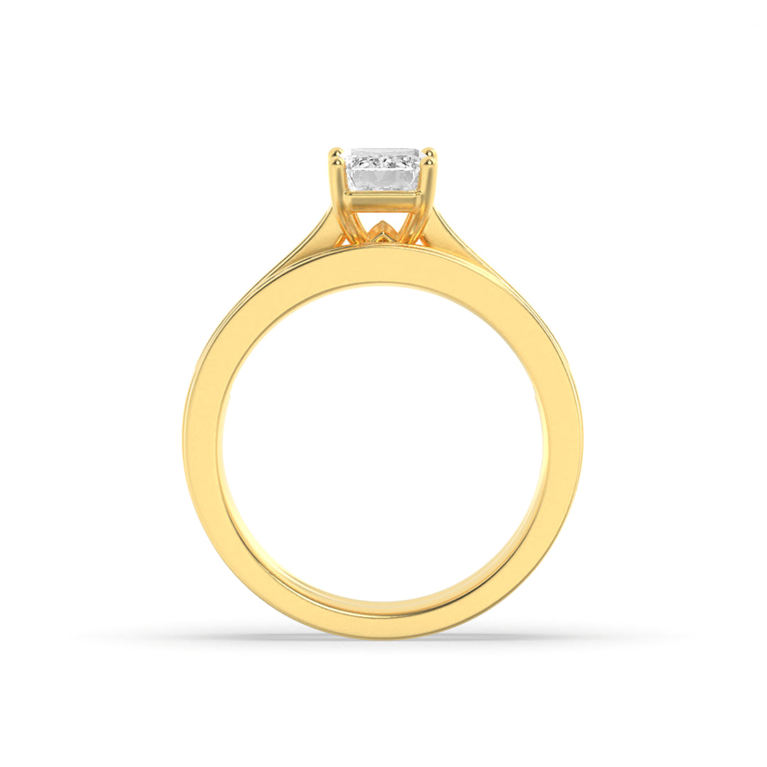 2Cttw Emerald Shaped Lab Grown Diamond (F/VS) Channel Set Bridal Engagement Ring in 14K Gold