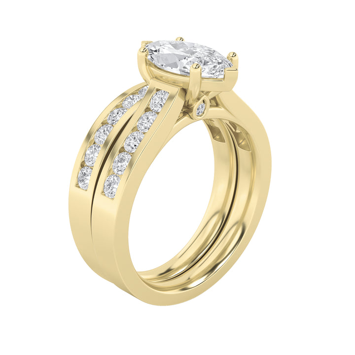 2Cttw Marquise Shaped Lab Grown Diamond (F/VS) Channel Set Bridal Engagement Ring in 14K Gold
