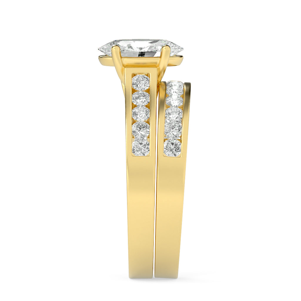 2Cttw Oval Shaped Lab Grown Diamond (G/VS) Channel Set Bridal Engagement Ring in 10K Gold