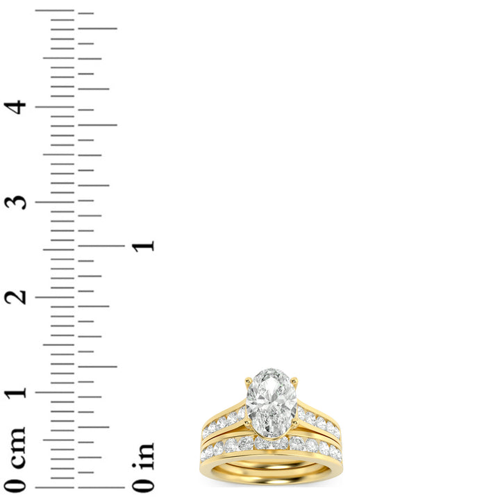 2Cttw Oval Shaped Lab Grown Diamond (G/VS) Channel Set Bridal Engagement Ring in 10K Gold