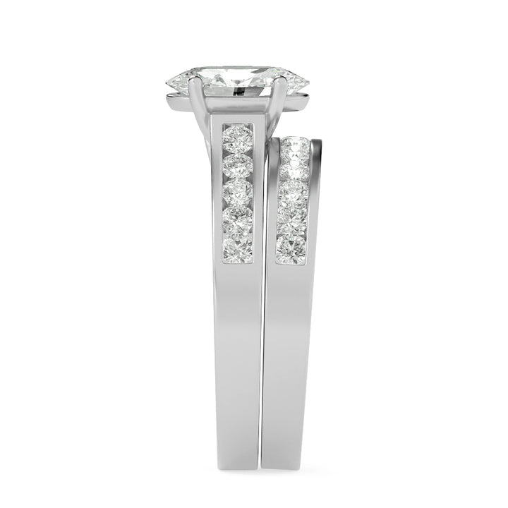 2Cttw Oval Shaped Lab Grown Diamond (F/VS) Channel Set Bridal Engagement Ring in 14K Gold