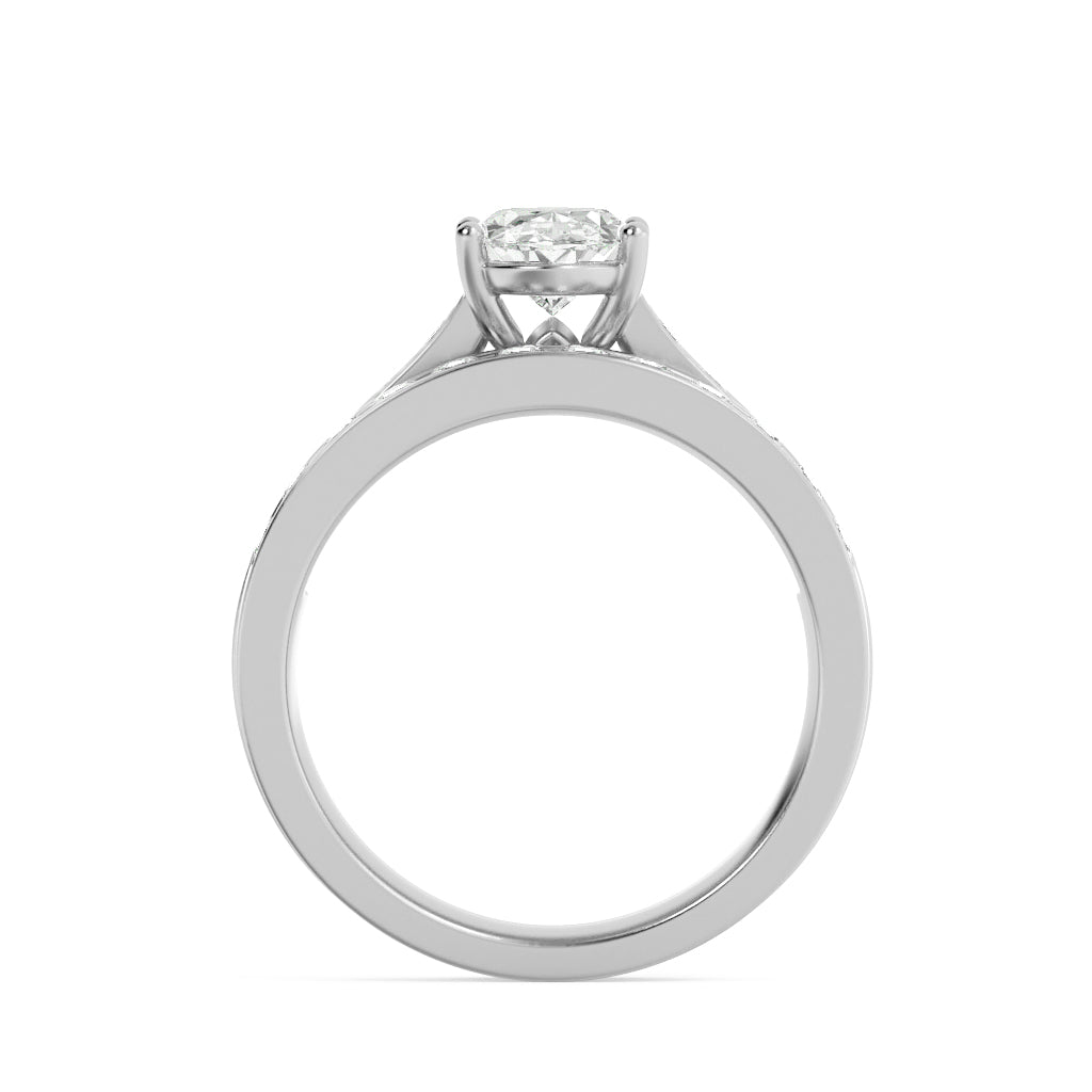 2Cttw Oval Shaped Lab Grown Diamond (G/VS) Channel Set Bridal Engagement Ring in 14K Gold
