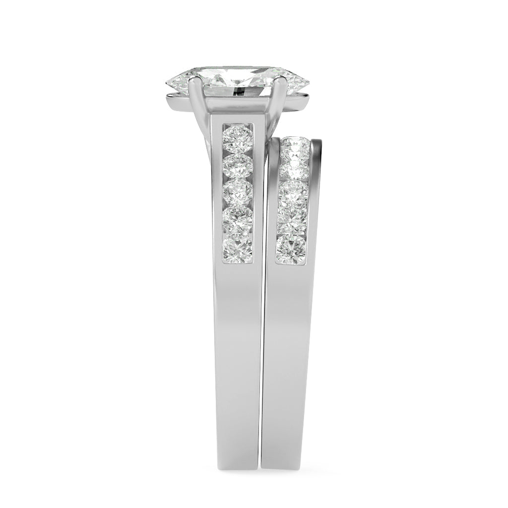 2Cttw Oval Shaped Lab Grown Diamond (G/VS) Channel Set Bridal Engagement Ring in 14K Gold