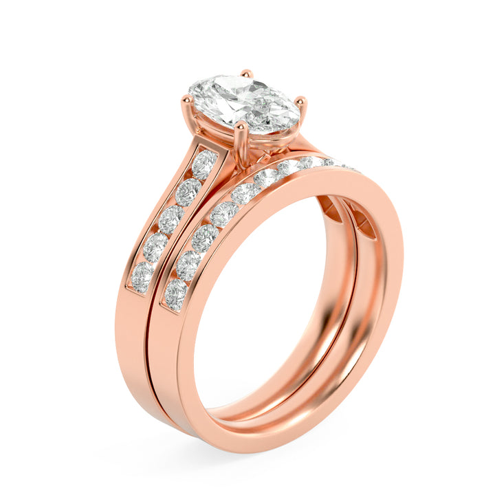 2Cttw Oval Shaped Lab Grown Diamond (F/VS) Channel Set Bridal Engagement Ring in 14K Gold