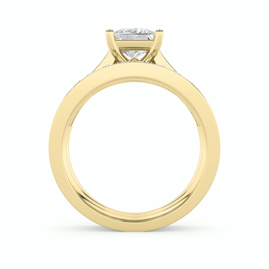 2Cttw Princess Shaped Lab Grown Diamond (F/VS) Channel Set Bridal Engagement Ring in 14K Gold