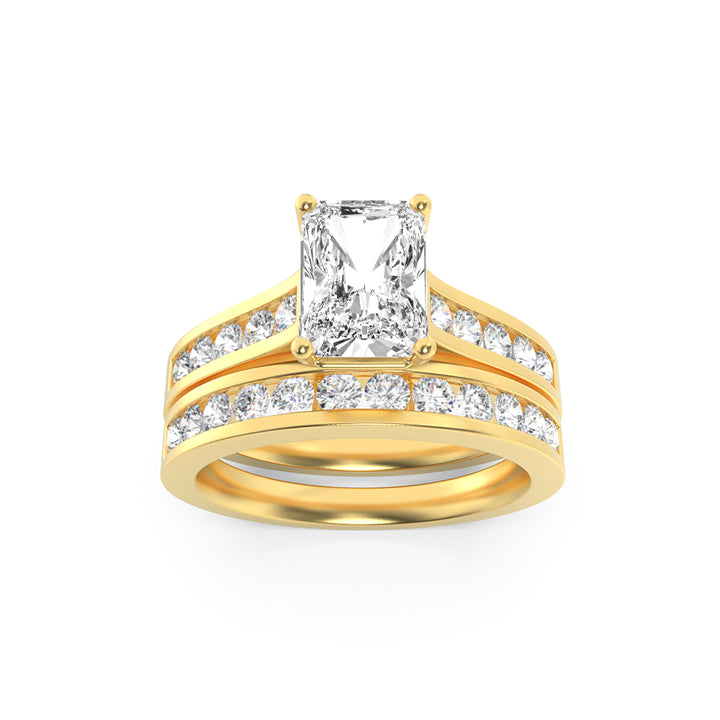 2Cttw Radiant Shaped Lab Grown Diamond (F/VS) Channel Set Bridal Engagement Ring in 14K Gold