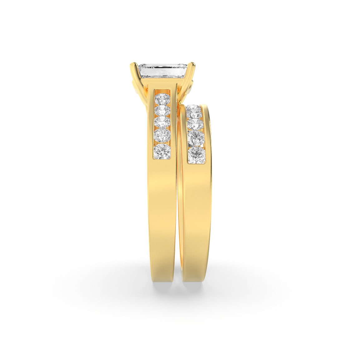 2Cttw Radiant Shaped Lab Grown Diamond (F/VS) Channel Set Bridal Engagement Ring in 14K Gold