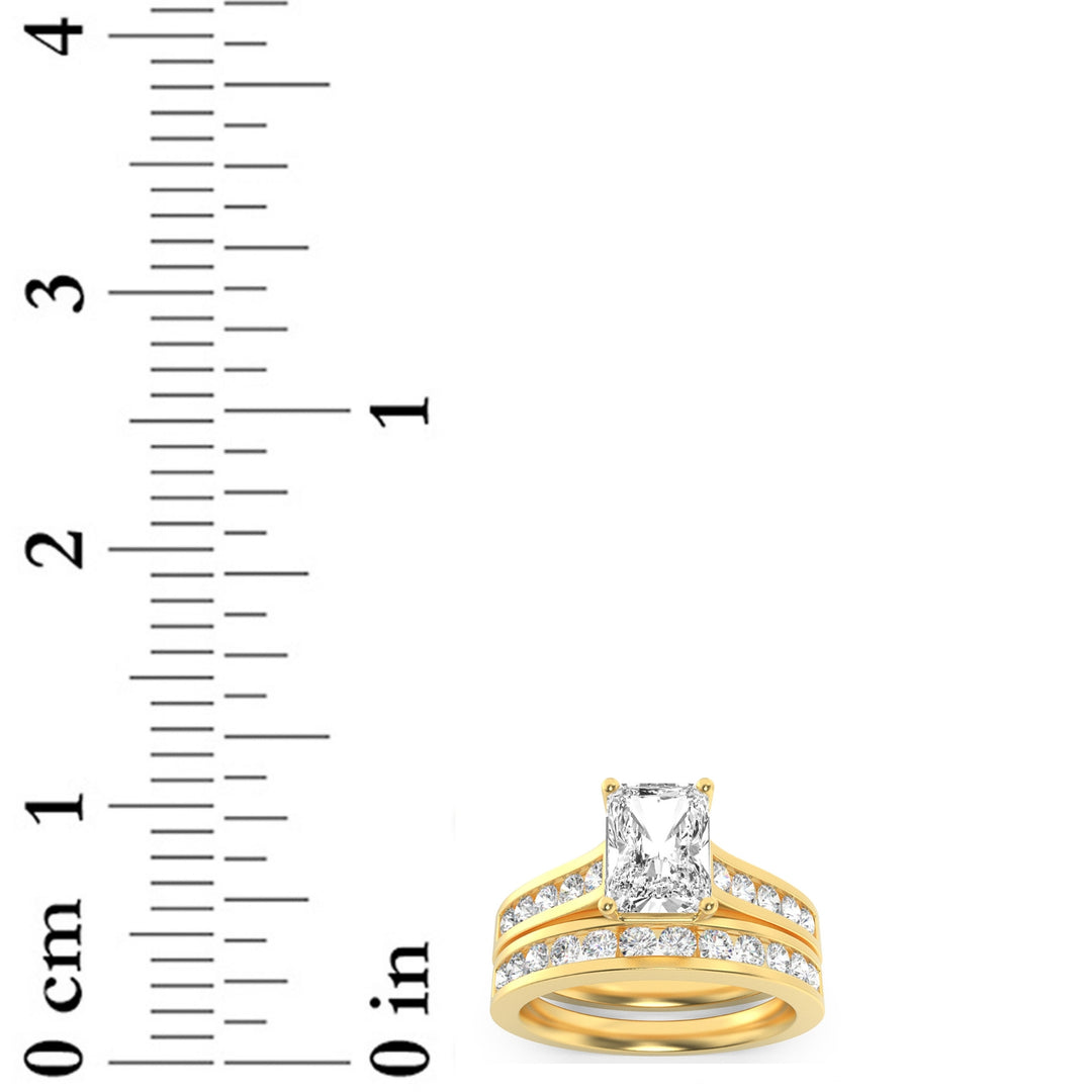 2Cttw Radiant Shaped Lab Grown Diamond (F/VS) Channel Set Bridal Engagement Ring in 14K Gold