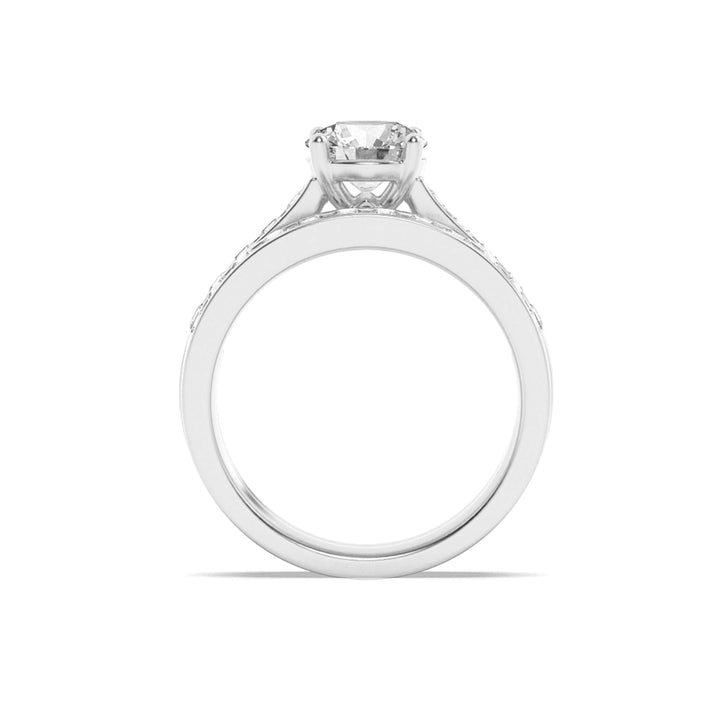 2Cttw Round Shaped Lab Grown Diamond (F/VS) Channel Set Bridal Engagement Ring in 14K Gold