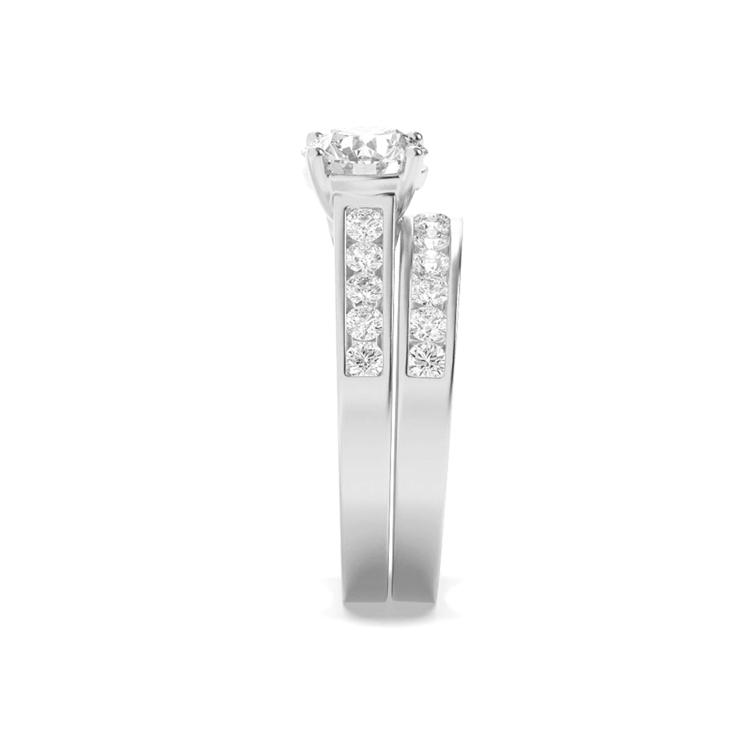 2Cttw Round Shaped Lab Grown Diamond (F/VS) Channel Set Bridal Engagement Ring in 14K Gold