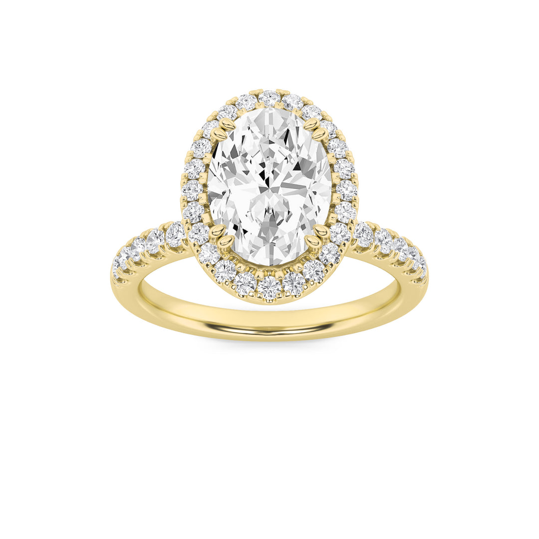 14KY 3.1ct Oval Lab Diamond Halo Engagement Ring